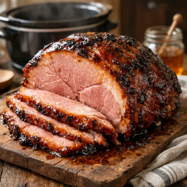 Sweet Bourbon Slow Cooker Ham