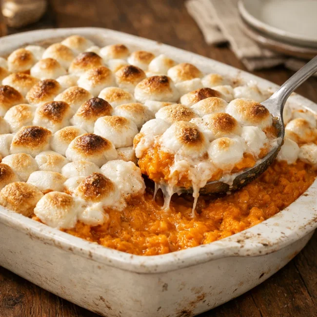 Sweet Potato Casserole with Marshmallow Topping
