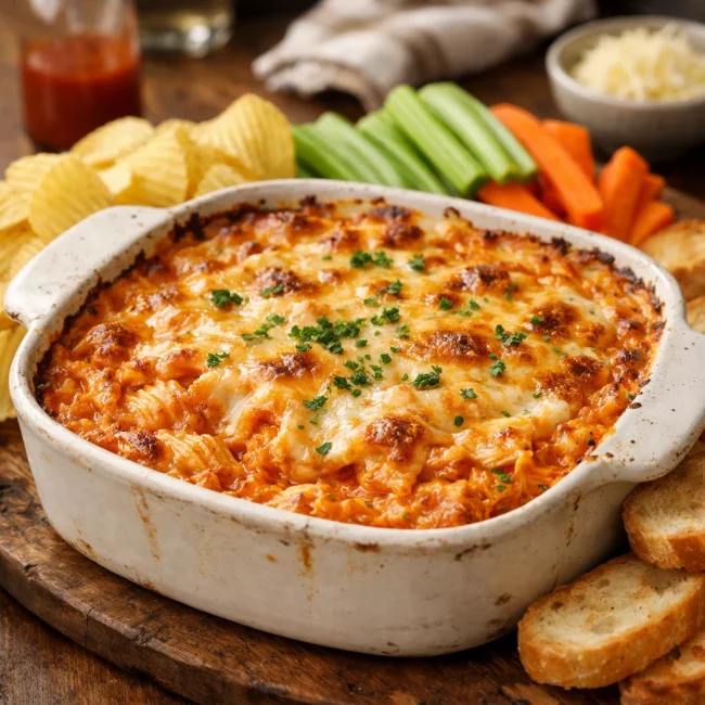 Tangy Buffalo Chicken Dip Deluxe