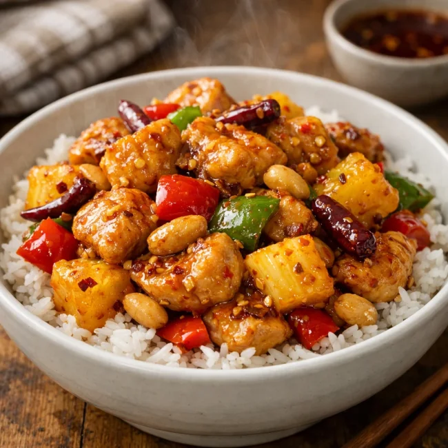 Tangy Kung Pao Chicken with Pineapple