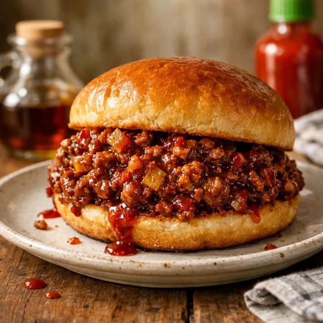 Tangy Maple Sriracha Joes