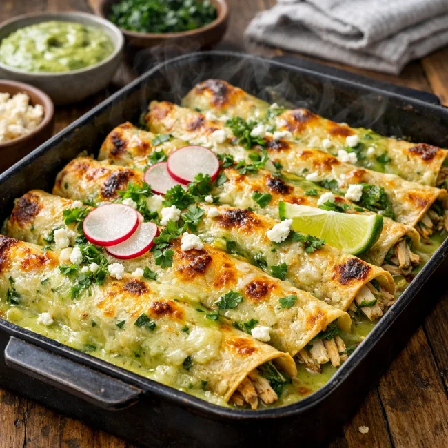 Tangy Spinach Chicken Enchiladas