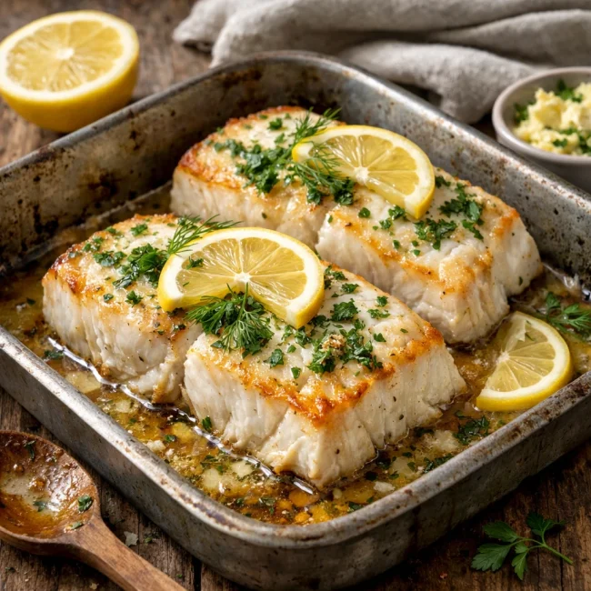 Traditional Baked Halibut Steaks