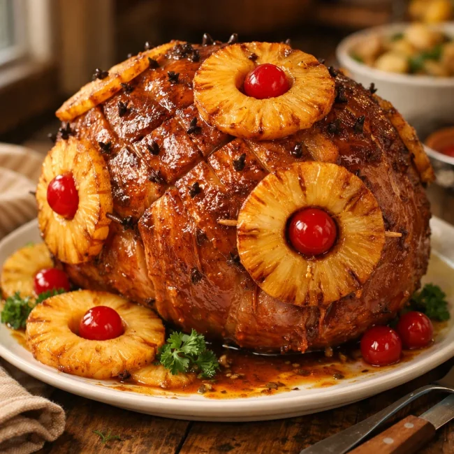 Traditional Glazed Ham with Pineapple