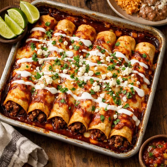 Traditional Ground Beef Enchiladas