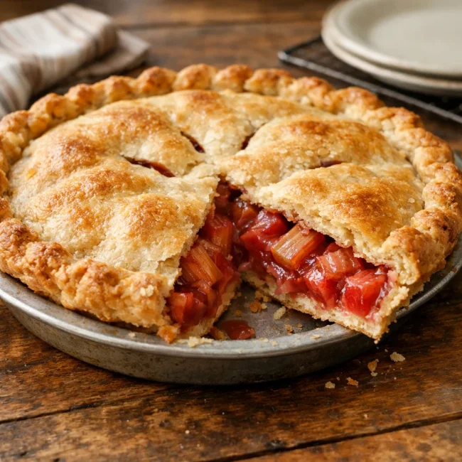 Traditional Rhubarb Delight Pie