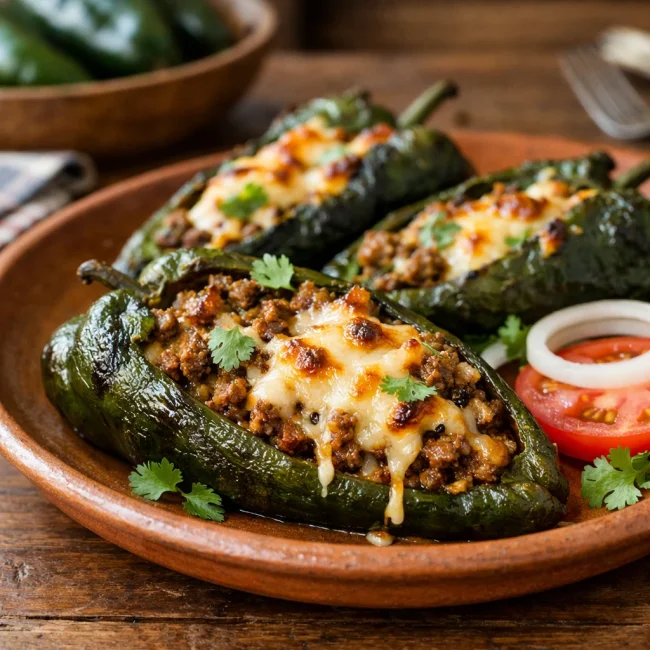 Traditional Stuffed Poblano Peppers
