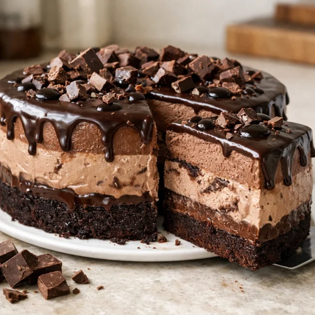 Triple Chocolate Fudge Ice Cream Cake