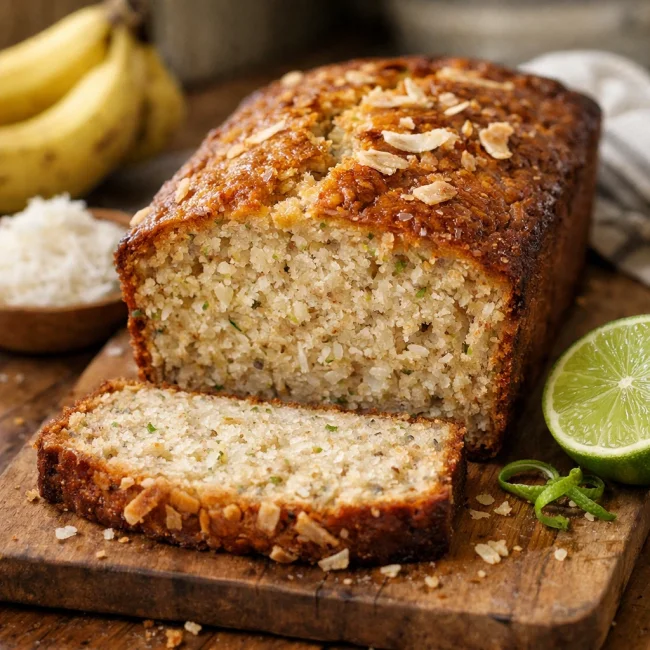 Tropical Banana Bread with Coconut and Lime