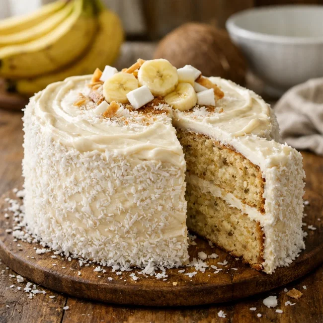 Tropical Banana Coconut Cake