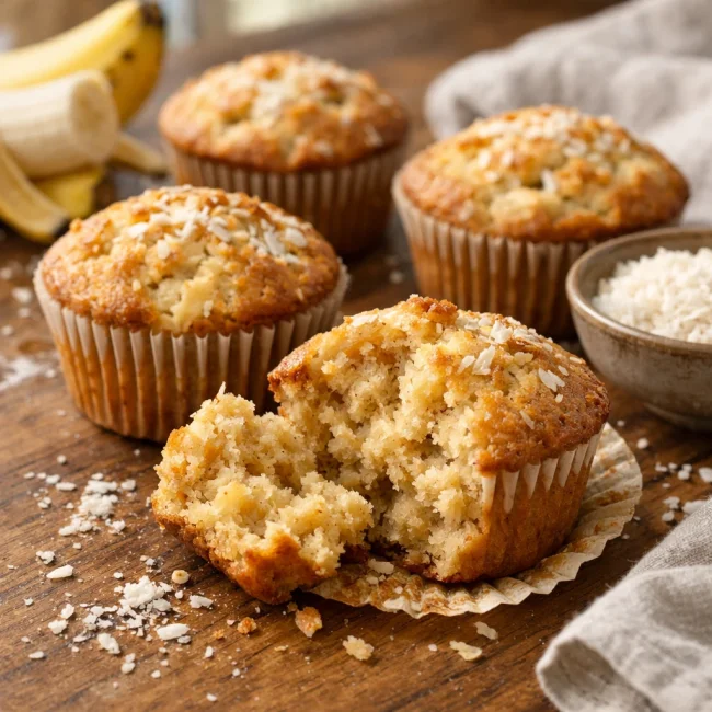 Tropical Banana Coconut Muffins