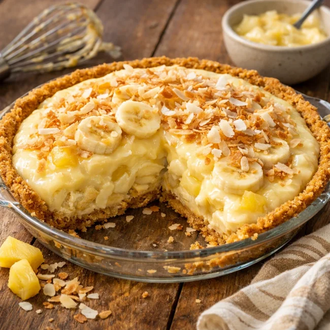 Tropical Banana Coconut Pudding Pie