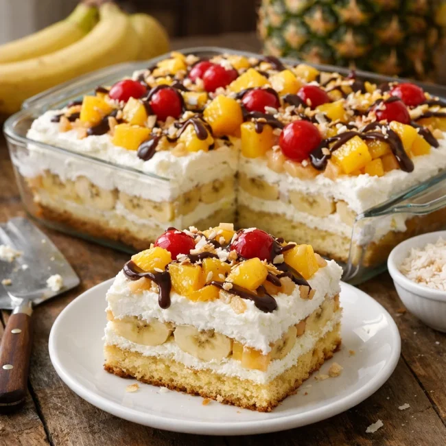 Tropical Banana Split Cake