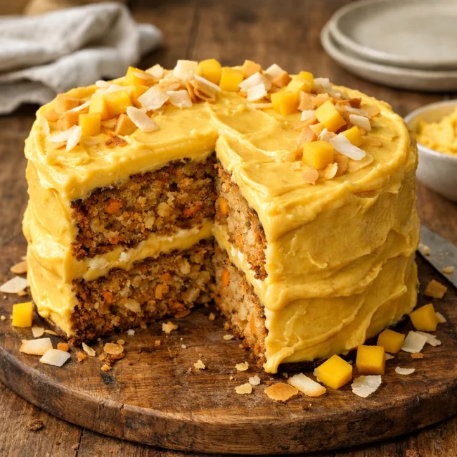 Tropical Carrot Cake with Mango Frosting
