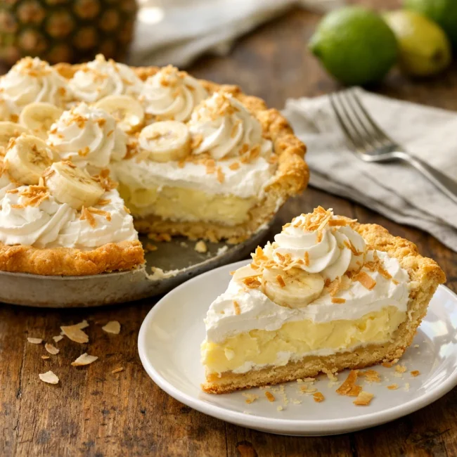 Tropical Coconut Banana Cream Pie