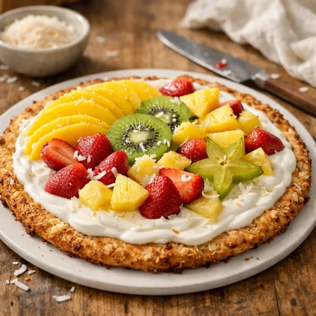 Tropical Coconut Fruit Pizza