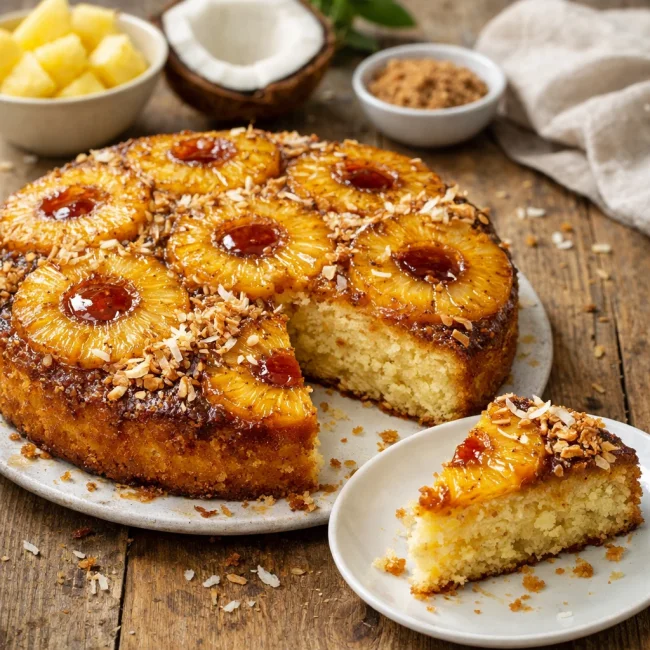 Tropical Coconut-Pineapple Upside-Down Cake