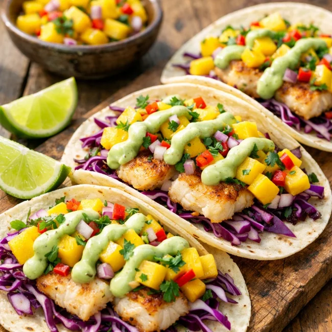 Tropical Fish Tacos with Mango Salsa