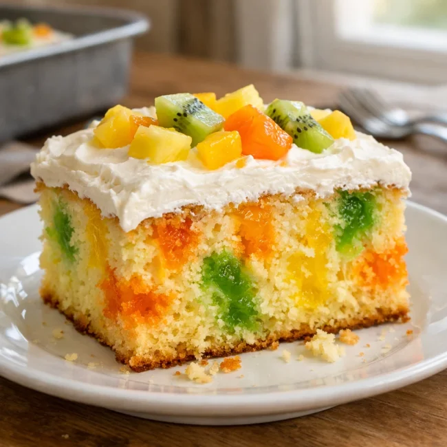 Tropical Jell-O Poke Cake