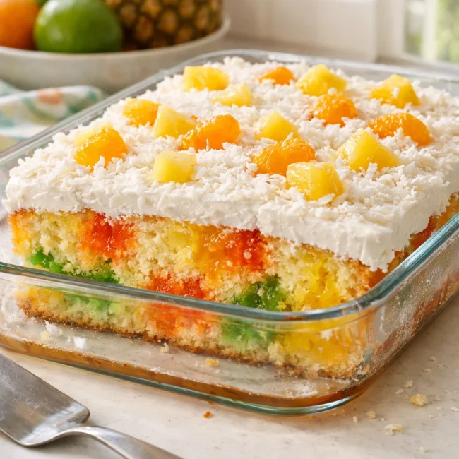 Tropical Jell-O Surprise Cake