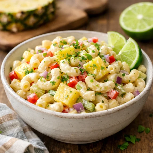 Tropical Macaroni Salad with Pineapple and Lime