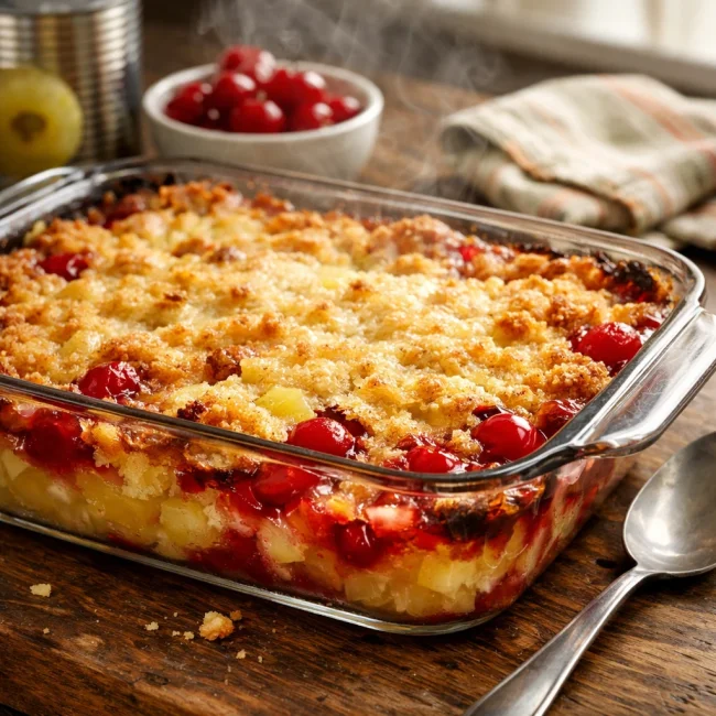 Tropical Pineapple Cherry Dump Cake