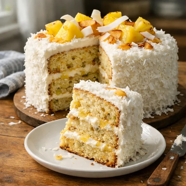 Tropical Pineapple Coconut Layer Cake