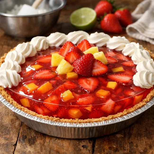 Tropical Strawberry Jello Pie