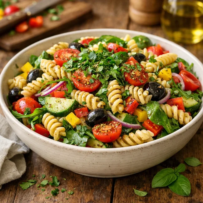 Tuscan Herb Veggie Pasta Salad