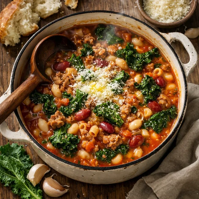 Tuscan Kale and Sausage Pasta Fagioli