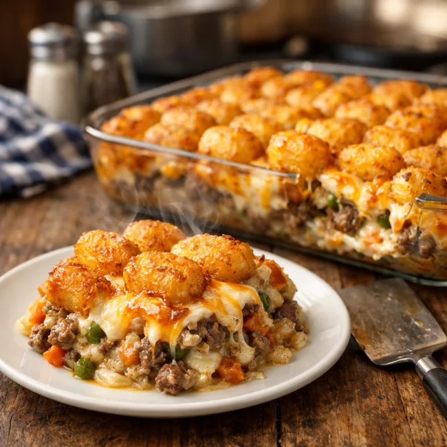 Ultimate Cheesy Tater Tot Casserole