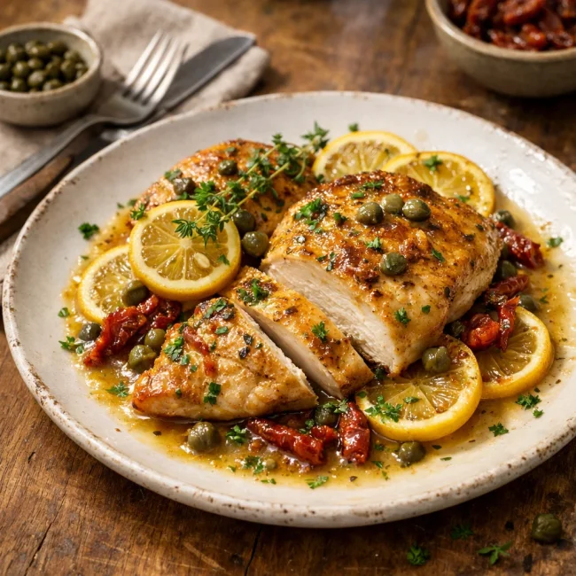 Unique Chicken Piccata with Sun-Dried Tomatoes
