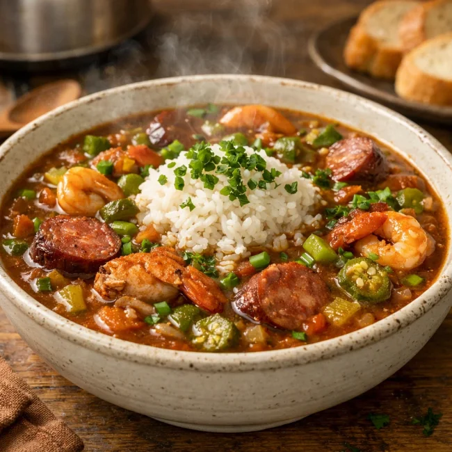 Unique Creole Seafood Gumbo with Andouille Sausage