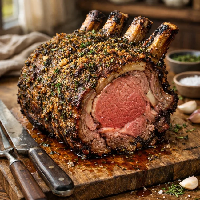 Unique Herb-Crusted Standing Rib Roast