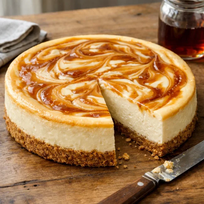 Vanilla Maple Swirl Cheesecake