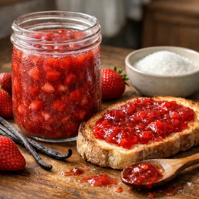 Vanilla Strawberry Freezer Jam
