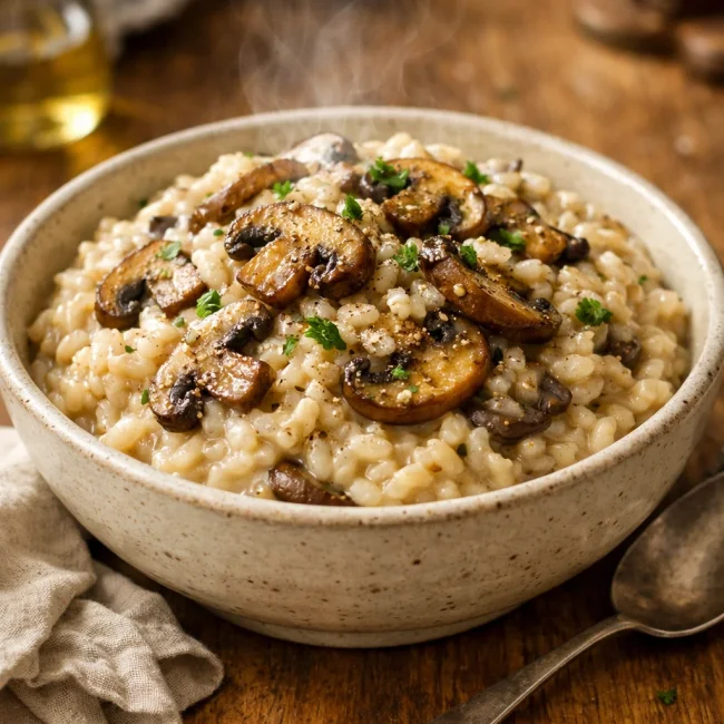 Vegan Creamy Mushroom Risotto