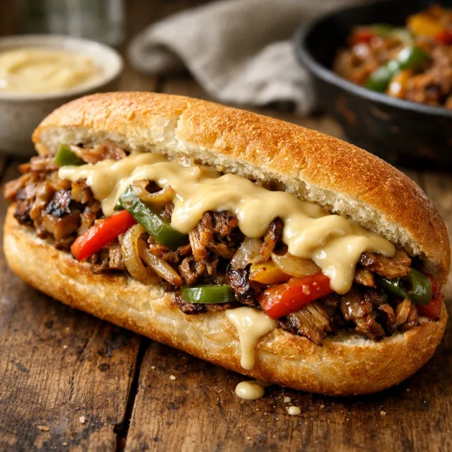 Vegan Philly Jackfruit Cheesesteak