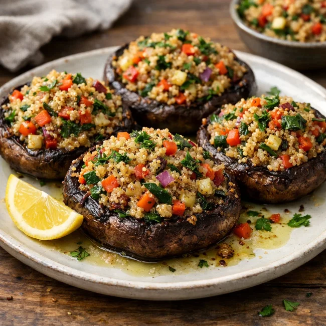 Vegetable and Quinoa Stuffed Portobellos