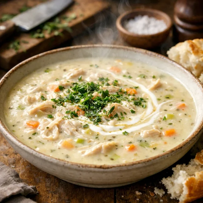 Velvety Herb-Infused Cream of Chicken Soup