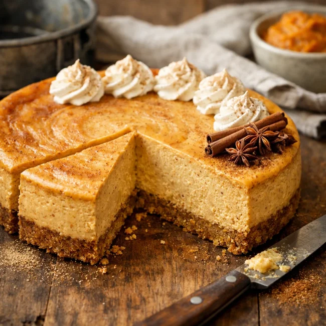 Velvety Pumpkin Spice Cheesecake