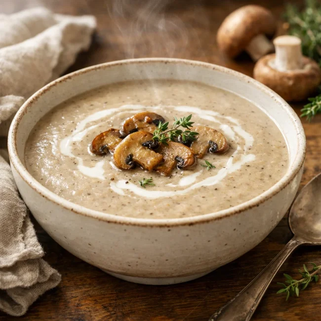 Velvety Thyme Mushroom Soup