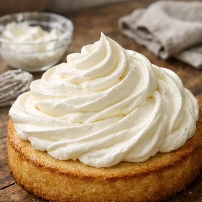 Velvety Vanilla Whipped Cream Frosting