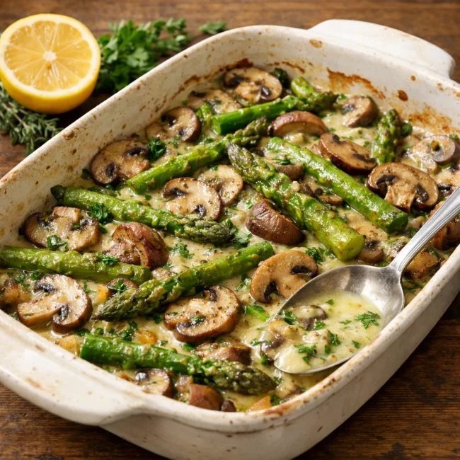 Zesty Asparagus and Mushroom Casserole