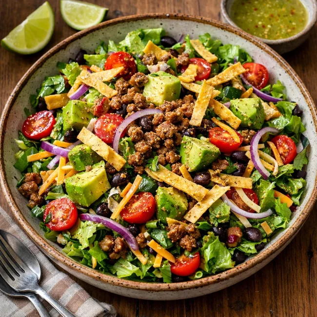 Zesty Avocado Crunch Taco Salad