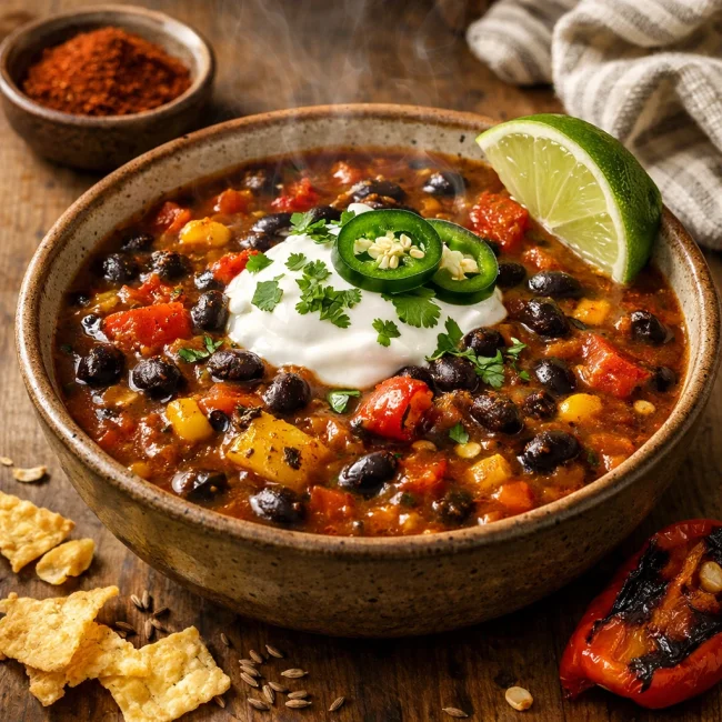Zesty Black Bean & Roasted Pepper Soup