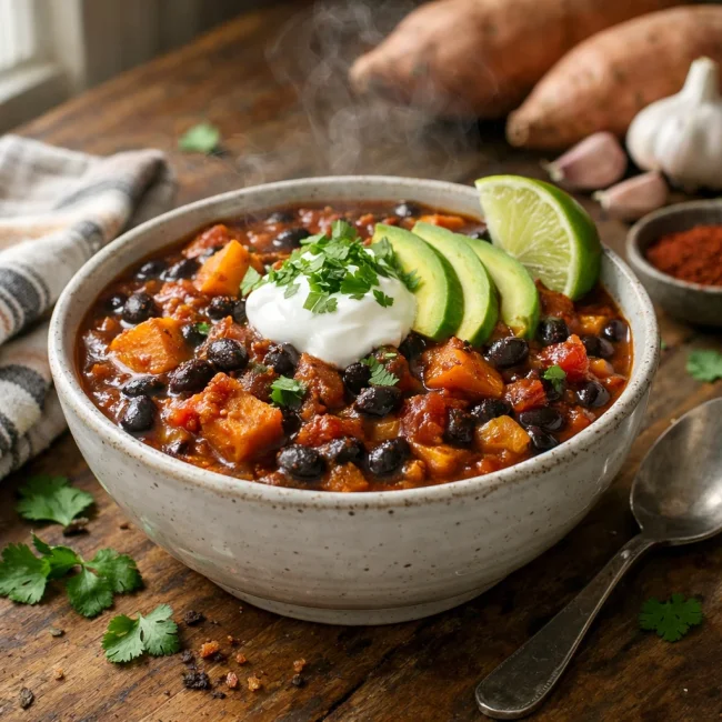 Zesty Black Bean & Sweet Potato Chili