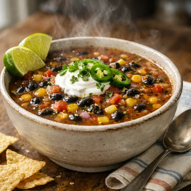 Zesty Black Bean Corn Soup