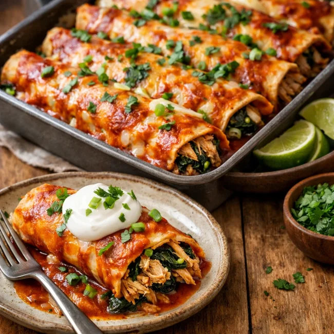Zesty Chicken & Spinach Enchiladas