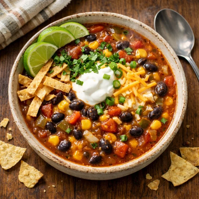 Zesty Corn and Black Bean Taco Soup